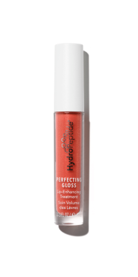 A sheer red lip gloss with the softest gold sparkle and with volumizing peptides. 